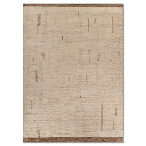 พรมขนสัตว์ถักมือสีเบจและสีน้ำตาล ลายแบบนามธรรม ขนาดใหญ่ สำหรับตกแต่งห้องนั่งเล่นในบ้าน รุ่น Re-1603 - Product Image 1