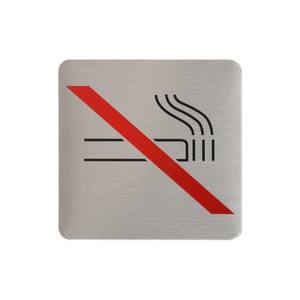 Letrero de puerta-NO FUMAR, Cuadrado, Autoadhesivo 3M 70 mm x 70 mm x 1mm, INOX 304 - Product Image 1