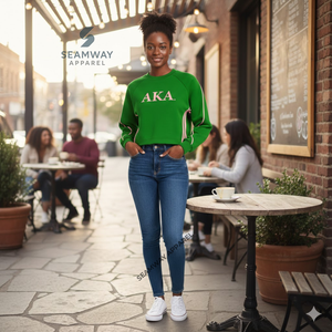 Sweat-shirt Alpha Kapa Alpha Sorority, pull décontracté en coton pour femme, col rond, jersey brodé, pull en tricot - Product Image 5