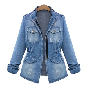Chaquetas Vaqueras de Última Moda, Chaqueta Vaquera de Manga Larga para Mujer, Chaquetas Vaqueras de Algodón Personalizadas para Mujer, Bolsillos en el Pecho con Placa OEM - Product Image 1