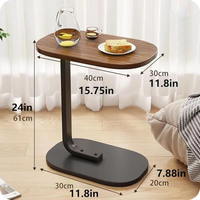 Table d'appoint en bois en forme de C avec structure en acier pour canapé-lit, table d'appoint étroite pour petits espaces, design moderne, facile à nettoyer, table pour ordinateur portable