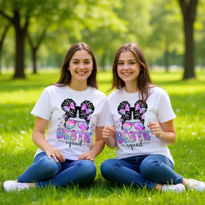 Camiseta a juego Bestie Squad para mejores amigas, diseño Tie Dye rosa - Product Image 3