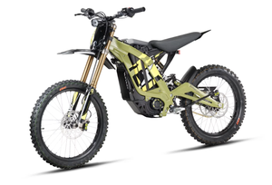 Moto électrique tout-terrain noire et jaune, moto double usage avec fourches dorées, batterie au lithium >80 km/h, 1001-2000W, freins à disque - Product Image 5