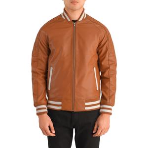 Men's Genuine Sheep Leather Bomber Jacket with <b>Stand</b> Collar-Waterproof & Windproof Casual <b>Motorbike</b> Style - Product Image 1