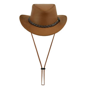 Nouveaux chapeaux de cow-boy en cuir personnalisés pour hommes en plein air chapeaux de cow-boy en cuir véritable chapeaux de mode en gros - Product Image 3