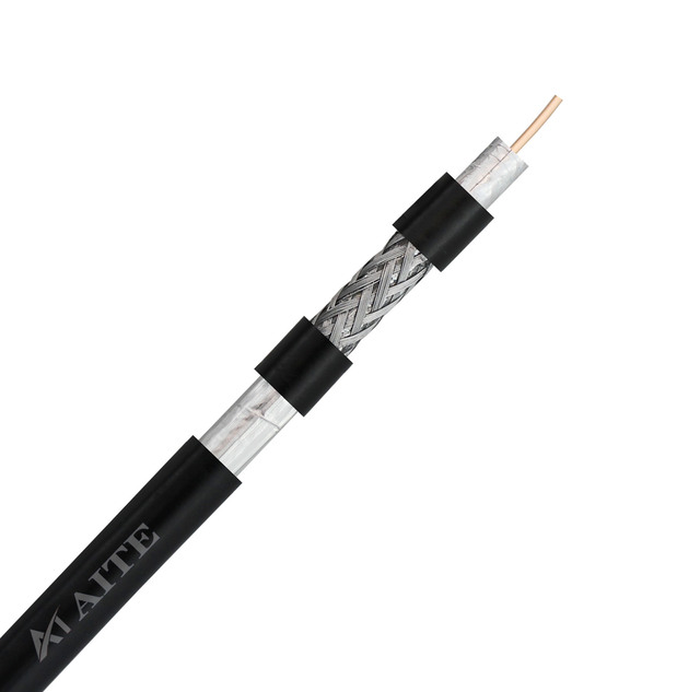 Coaxial Cable RG6 Tri-shield 1.02mm CCS FPE Bonded Al Foil 40-90% Al Braid Al Foil PVC Jacket White/Black CPR Eca