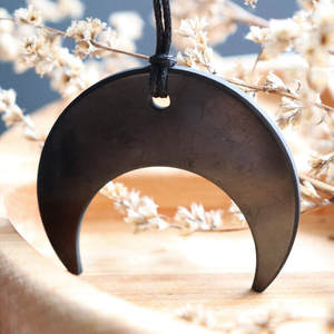 Pendentif en shungite Double Horn 2 pouces (50 mm) - Product Image 1