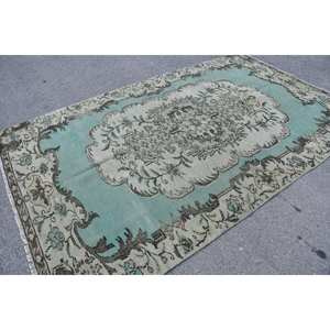 Alfombra turca clásica Vintage de 5,7x9,5 pies, verde, Beige, área grande, lana, látex, retazos rectangulares para pasillo, abstracto para habitación - Product Image 4