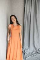 Robe maxi en lin sans manches, robe en lin orange brûlé, robe chemise en lin lourd, confortable
