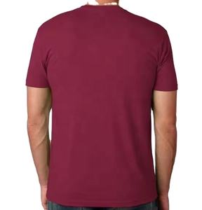 T-shirt pour homme de style sportif à col rond avec logo personnalisé, respirant, ajusté, pour le fitness, couleur bordeaux, col rond, en coton - Product Image 2