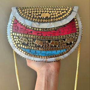 กระเป๋าคลัทช์โมเสคแฟชั่นสำหรับงานกลางคืน พร้อมดีไซน์ตกแต่งสวยงาม กระเป๋าคลัทช์ทรงกล่องโมเสคสำหรับผู้หญิง ใส่ไปงานปาร์ตี้ ราคาประหยัด - Product Image 1