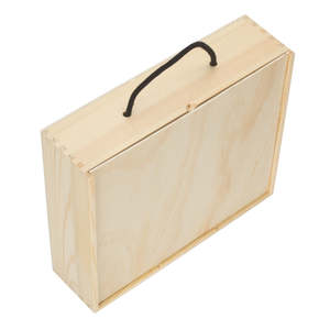 Estuche de transporte de madera de pino con tapa sólida para 4 botellas de cerveza para fiestas y reuniones sociales - Product Image 3