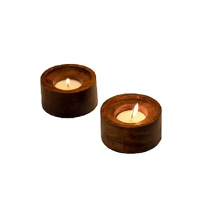 Portavelas de té de madera natural hecho a mano, soporte votivo de madera decorativo rústico para decoración del hogar y eventos - Product Image 1