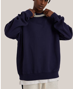 Diseño de tela pesada personalizada artículos de moda algodón francés Terry Streetwear sudaderas con capucha liso cuello redondo de gran tamaño hombres Sudadera con capucha - Product Image 3