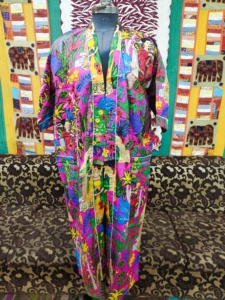 Kimono Floral Colorido 100% Algodón, Estilo Vintage Boho, Kaftán con Cintura Ajustable, Ligero, para Playa o Verano, para Mujer - Product Image 3