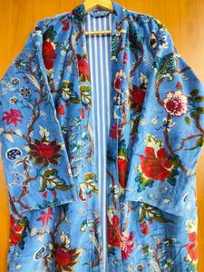 Handmade Velvet <b>Kimono</b>, Floral Print Velvet <b>Kimono</b> <b>Robes</b>, <b>Long</b> Cotton Velvet <b>Robes</b>, Soft Winter <b>Robes</b>, Winter <b>Kimono</b> Gift for h - Product Image 6