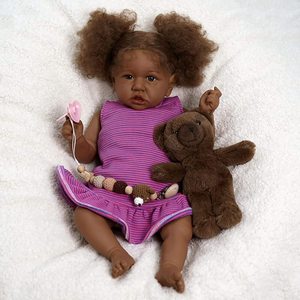 Babeside Saski 20'' Reborn Puppe mit Afro Haar – Stoffkörper Kaffeefarbene Haut Baby Mädchen, Großbestellung - Product Image 4