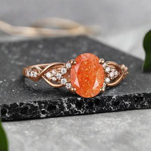 Anillo clásico de Plata de Ley 925 para mujer, piedra solar de corte ovalado chapado en oro para boda, fiesta, aniversario, regalos de cumpleaños - Product Image 5
