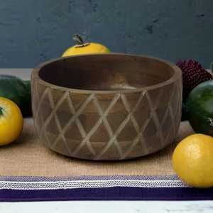 Vente chaude De Luxe Antique Vintage Sculpté À La Main En Bois De Mangue Salade Fruits Bol De Service Écologique Maison Cuisine Vaisselle Ensemble - Product Image 5