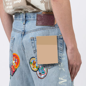 Pantalones Cortos de Mezclilla para Hombre, Talla Grande, Lavado Medio, Corte Regular, Transpirables, Estilo Urbano, Verano, Cuadros, Algodón/Poliéster, con Parches - Product Image 6