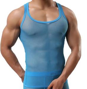 Séchage rapide vêtements de sport Gym gilet débardeur Fitness Design hommes maille débardeurs Muscle Fit entraînement Fitness hommes débardeur Gym maillots - Product Image 3