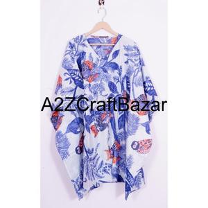 Caftán Midi de Algodón con Estampado Floral para Mujer, Vestido de Playa Bohemio, Corte Regular, Transpirable, Cómodo, Ropa Casual de Verano - Product Image 6