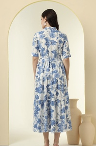 Robe maxi à volants à imprimé floral de qualité supérieure pour femmes, design imprimé élégant, robe pour femmes pour les soirées - Product Image 5