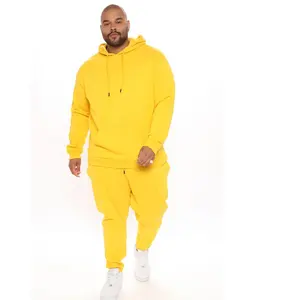 Jogger set Hot Sale Yellow Private Logo Cotton Fleece Quick Dry Solid Back Pocket Style Matching String Sports Sweat suits