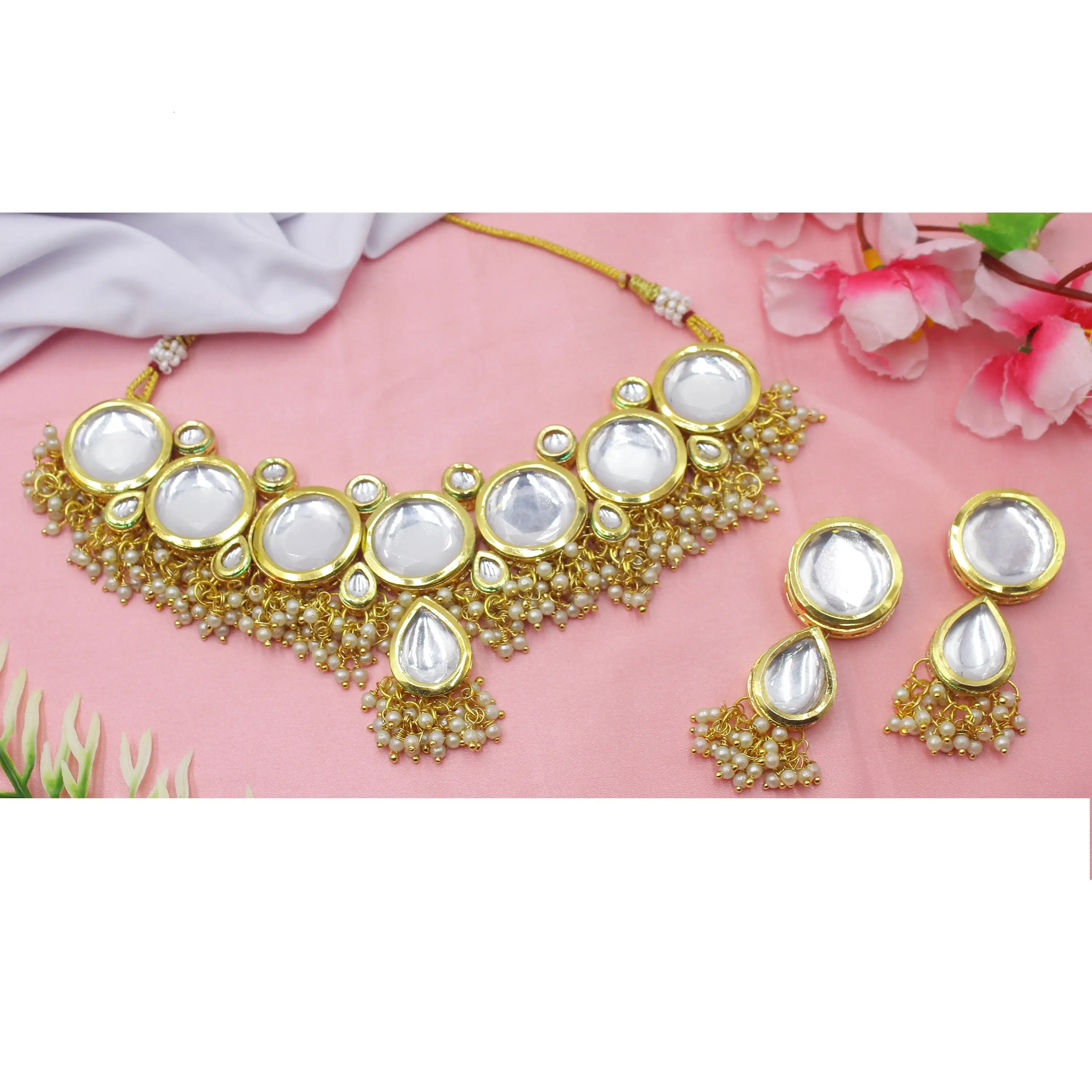 indian bridal kundan jewelry set kundan set in lowest price dubai jewelry set Designer necklace with earrings