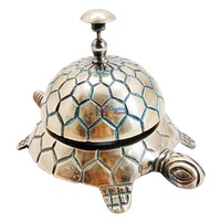 Sonnette de bureau en laiton, style tortue, design moderne et antique, état neuf, pour service d'appel de comptoir d'hôtel