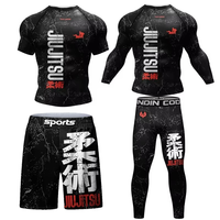 Nouvel ensemble de compression (maillot + pantalon) pour hommes – Vêtements de sport légers et extensibles dans quatre directions pour le grappling brésilien, le Jiu-Jitsu et le MMA – Grandes tailles, séchage rapide