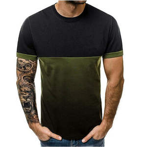 Camiseta de manga corta con cuello redondo de Color degradado para hombre, informal Camiseta ajustada con cuello redondo para hombre, camiseta de verano - Product Image 1