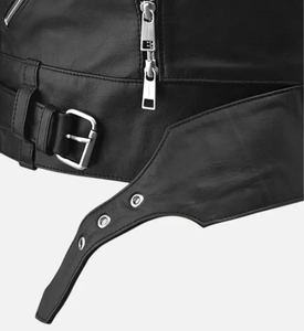 Chaleco de Cuero Genuino Vintage Negro, Cuello Redondo Personalizado, Cremallera Asimétrica, Transpirable, Servicio OEM - Product Image 4