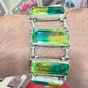 Pulsera de cuentas de piedra Natural cuadrada colorida de alta calidad, joyería de latón con dijes decorativos - Product Image 3