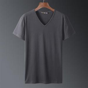 Precio barato logotipo personalizado Impresión logotipo de la camiseta de los hombres en blanco de manga corta Lisa hombres V cuello camisetas - Product Image 6