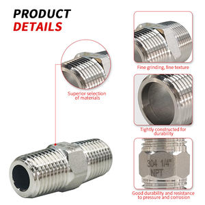 Переходник для труб из нержавеющей стали с резьбой NPT, 1/4 дюйма (штекер) на 1/4 дюйма (штекер), шестигранный, высокого давления, коррозионностойкий - Product Image 4
