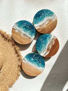 ASISTENCIA Posavasos de madera de nogal de resina para el hogar Deco Posavasos de madera de resina epoxi Posavasos de lujo personalizado para bebidas - Product Image 3