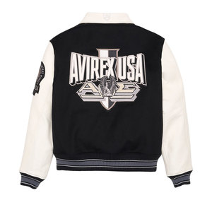 Chaqueta Bomber Varsity de Lana Personalizada para Hombre, Estilo Avirex, con Mangas de Cuero Genuino y Parche Bordado, MOQ Bajo - Product Image 2