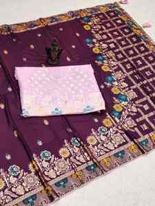 Blusa de Sari de Seda Viscosa de Diseño Nuevo, de Excelente Calidad, con Trabajo en Georgette, a Precio Económico - Product Image 3