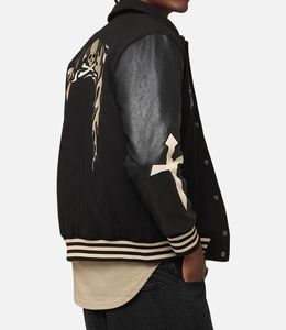 Men's Varsity Jacket Stand Vintage Winter Clothes Custom Embroidered Logo Polyester Baseball Bomber Jacket Foe Men - Product Image 3