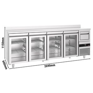 Enfriador de Botellas Comercial para Barra PREMIUM - 2690x600mm - 710L - con 4 Puertas de Vidrio Abatibles, Soporte y Contenedor para Desechos de Café - Product Image 2