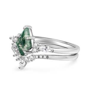 Anillo de Compromiso Jeulia Vintage con Ágata Musgosa en Plata de Ley - Product Image 3