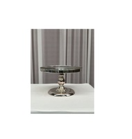 Support à gâteau décoratif en aluminium à 2 niveaux, finition argentée polie, plateau robuste, design luxueux, couleur et taille personnalisables