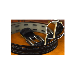 Cinturones de doble agujero Vintage para hombre de elegancia clásica de cuero genuino puro con hebilla de latón de Metal de moda Retro para cada atuendo - Product Image 3