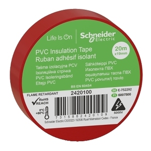 Ruban isolant Thorsman SCHNEIDER ELECTRIC 2420100, 19 mm x 20 m, rouge, lot de 8 - Product Image 1