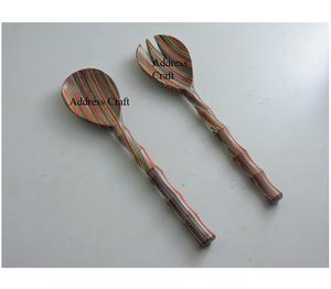 Produits les plus vendus Ensemble de serveurs à salade en bois Outils à salade multicolore Cuillère de service à salade en bois Ensemble de fourchettes Cuisine Fruits Légumes - Product Image 3
