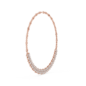 Collier de luxe en or rose 14 carats avec diamants de laboratoire taille princesse et taille marquise, motif Aurora Bloom Regal Vine - Product Image 4