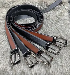 3-layer edge-stitched strap, needle buckle (oblique) Edge-stitched cowhide belt competitive price