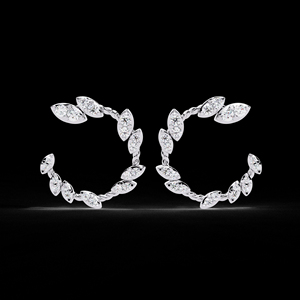 ต่างหูผู้หญิงทำมือสุดหรู ชุบทองคำขาว 14KT ประดับเพชรเล็บเจียรทรงกลม ดีไซน์หรูหราและมีระดับ - Product Image 3