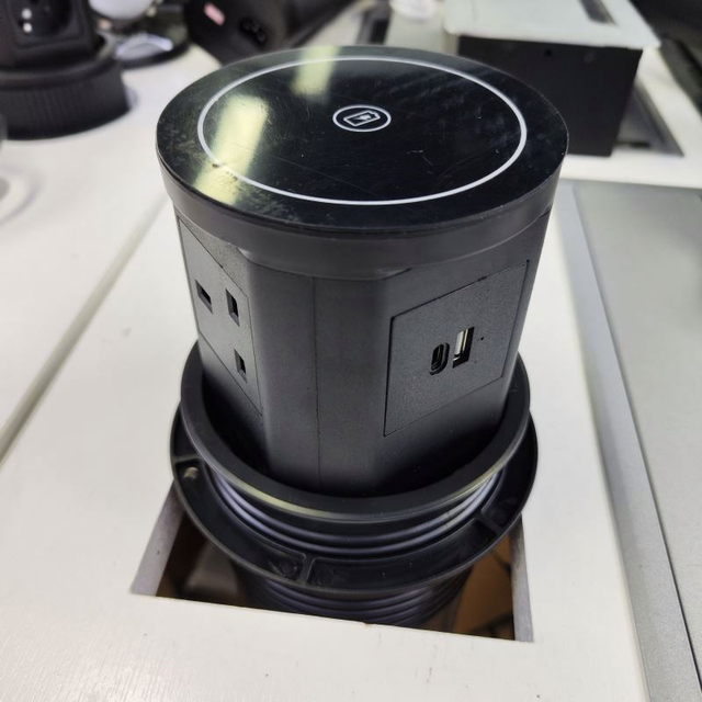 Waterproof Power Strip with 15W Wireless Charging Power Desk Charger Desktop Hydraulic Pop Lifting Tower Socket UK/EU/US Socket